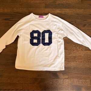 Edikted Cream Long Sleeve Tee with Navy Number